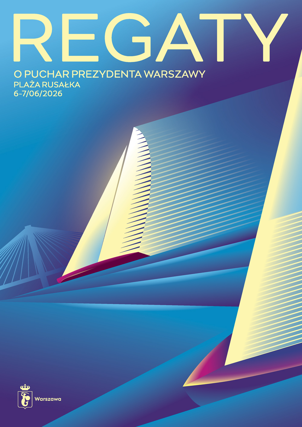 Plakat informujący o Regatach o Puchar Prezydenta Warszawy